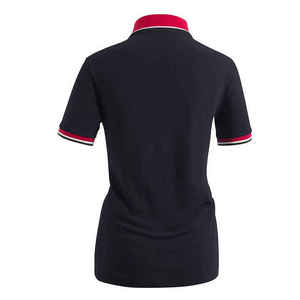 Women Short Sleeve <b>Polo</b> Shirt Solid Color Knitted Casual <b>Top</b> <b>Black</b> Contrast Collar Button Up - Product Image 6
