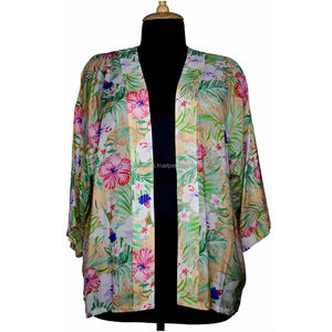 Haute qualité sur mesure femmes Modal Kimono été solide motif pyjamas numérique imprimé court en gros taille 5XL bas tissé - Product Image 3