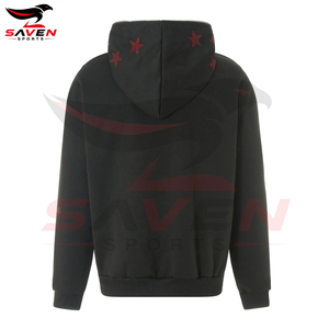 Sweat à capuche zippé pour homme de haute qualité, noir, avec motif graphique en strass, tissu épais, motif étoile rouge, effet diamant brillant, style streetwear. - Product Image 3