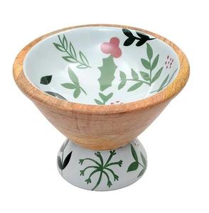 Bol de service en bois émaillé pour collations, fruits secs, vaisselle décorative, bol pour la maison, l'hôtel, la cuisine, bol à nourriture avec base - Product Image 1