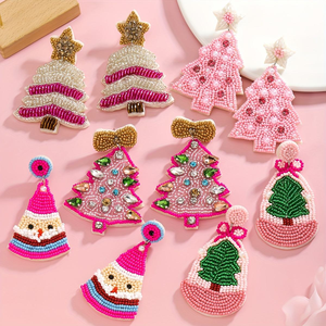 Nouvelles Perles de Riz Artisanales Roses Élégantes avec Strass et Imitation Perle pour Arbre de Noël, Vente en Gros pour Femmes - Product Image 1