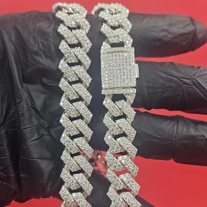 Luxury Moissanite 925 Silver Cuban Link <b>Chain</b> Necklace <b>Iced</b> <b>Out</b> Statement Jewelry Diamond Look Hip Hop Fashion Accessory Gift - Product Image 1