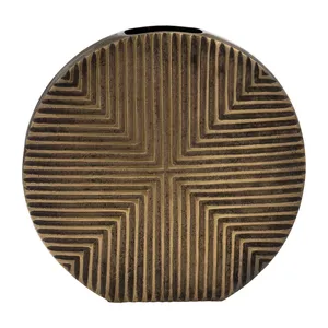 Vase en céramique moderne de 13 pouces, rond, sculpté à la main, design géométrique, décoration intérieure pour fleurs ou plantes vertes - Product Image 6