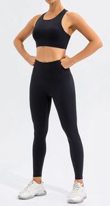 Conjunto Deportivo de Yoga para Mujer, 2 Piezas, Cintura Alta, Secado Rápido, Color Sólido, Transpirable, Antibacterial - Product Image 3