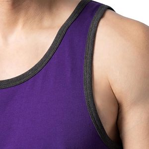 เสื้อกล้ามแขนกุดสีม่วงสำหรับผู้ชาย คอกลม สีพื้น เสื้อถักลำลอง - Product Image 3