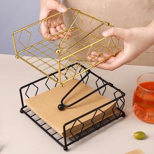 Modern Simple Design Iron Diamond-Shaped Napkin Holder Metal Tabletop Tissue <b>Clip</b> Western Restaurant Tissue Box - Product Image 1