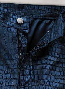 Pantalon en cuir bleu métallisé style jean - Croc Metallic - Product Image 5