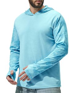 เสื้อฮู้ดดี้ตกปลาสำหรับผู้ชาย ป้องกันแสงแดด UPF 50 แห้งเร็ว ระบายอากาศได้ดี เป็นมิตรต่อสิ่งแวดล้อม แขนยาว 100% ผ้าแห้งเร็ว - Product Image 1