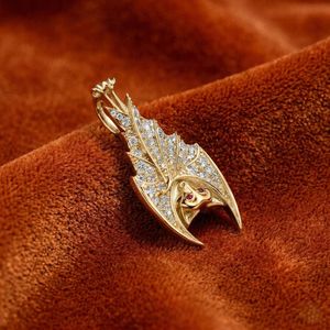 Collar con Colgante de Ala de Murciélago Gótico en Tono Dorado, con Incrustaciones de Moissanita, Estilo Hip Hop, Joyería de Lujo para Hombre, Regalo - Product Image 2