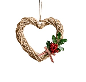 Guirnalda de Corazones Navideños de Mimbre Decorativa, Adorno Hecho a Mano, Adornos Festivos de Mimbre Tejido, Venta al por Mayor - Product Image 1