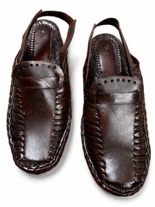 Mocassins en cuir véritable marron, tressés à la main, style décontracté, chaussures de marche, chaussures héritage, été, hiver - Product Image 1