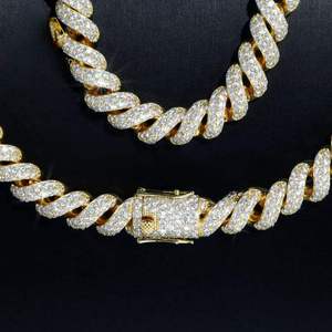Luxury <b>Rope</b> Twist <b>Chain</b> Necklace VVS Moissanite Diamond Hip Hop Jewelry for Men Unisex Statement Premium Style Gold Iced - Product Image 3