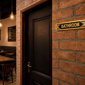 Nouvelle arrivée : Plaque de porte en laiton pour salle de bain |   Plaque de nom murale et de porte en métal faite à la main, décorative pour salle de bain, maison, hôtel, bureau - Product Image 5