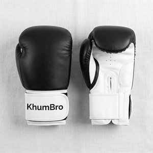 Guantes de Boxeo KhumBro Azules y Blancos de Cuero PU con Agarres para las Manos y Correas para las Muñecas para Niños - Product Image 4
