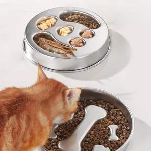 Comedero Lento de Acero Inoxidable para Perros, Plato Antideslizante para Lamer, para Cachorros y Gatos, Plato para Comida de Mascotas, Diseño de Corazón, Forma Redondeada - Product Image 4