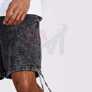 Shorts de bain d'été pour hommes en coton épais délavé à l'acide, style vintage basketball, hip-hop, brodés, à motifs unis, taille unique - Product Image 5