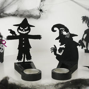 Support de bougie chauffe-plat en métal pour Halloween, motif citrouille, chauve-souris, araignée, chaudron découpé, noir, pour décorations d'Halloween à la maison - Product Image 3