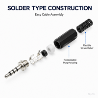 Connecteur Jack Stéréo/Mono 3,5 mm Mâle TS TRS TRRS 2 3 4 Pôles à Souder pour Réparation de Câble Casque/Haut-parleur DIY