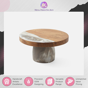 Base para Pastel Redonda Marrón con Diseño Ondulado, Hecha de Madera de Acacia y Resina, 100% Calidad Garantizada, Procedente de la India al Precio Más Bajo - Product Image 4