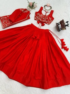 Trending <b>Red</b> Embroidered Traditional Indian <b>Lehenga</b> Set for Women <b>Wedding</b> And Party Wear From Indian Supplier - Product Image 4