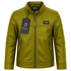Comfortable kids leather jacket featuring warm interior premium craftsmanship timeless design and everyday versatility for child - Product Image 4