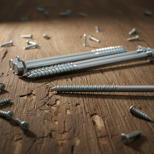 Vis à bois et vis à tête hexagonale en acier au carbone zingué classe 4.8 et 6.8, pouces-métriques, DIN/ANSI, marque PDC - Product Image 1