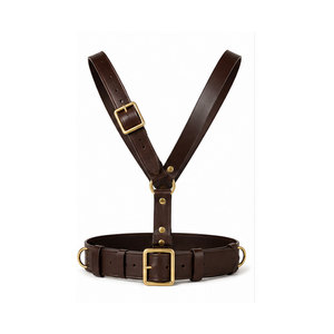Ceinture Sam Browne en cuir classique avec sangle de taille réglable et détails décoratifs pour tenues formelles et événements - Product Image 1