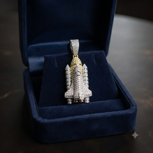 Collier de luxe Hip Hop en argent sterling 925 plaqué, avec diamant Moissanite, design bouclier, pendentifs et breloques personnalisés en forme de vaisseau spatial et fusée - Product Image 5