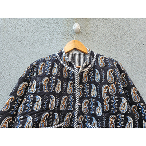 Manteau matelassé imprimé pour femme, col montant, boutons sur le devant, poches plaquées, veste en tricot, vêtement d'extérieur décontracté pour l'automne, cadeau pour elle - Product Image 4