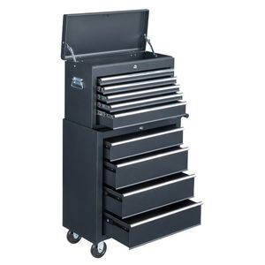 Cassetta degli attrezzi pratici in acciaio nero per l'organizzazione e lo stoccaggio - Product Image 6