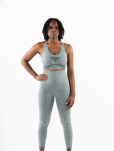Pink Racerback <b>Crop</b> <b>Top</b> High Waist Shorts 2 Piece Yoga Set Seamless <b>Mesh</b> Detail Breathable Spandex Quick Dry Off-the-Shoulder - Product Image 4