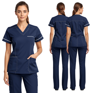 Conjunto de Uniforme Médico Profesional de Alta Calidad para Mujer, Color Azul Marino - Product Image 3