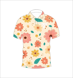 Chemise polo pour homme à imprimé floral beige, manches courtes, décontractée, mode estivale - Product Image 4