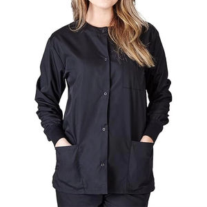 Blouses de travail extensibles élégantes pour femmes, en tissu doux, col rond, manches longues, vente en gros - Product Image 2