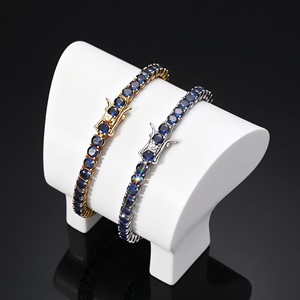 Bracelet tennis fantaisie bleu clair en diamant naturel taille brillant rond, unisexe, en or massif 14 carats, bijoux de luxe pour mariée - Product Image 4