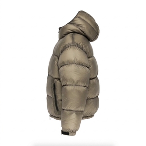 Veste d'hiver matelassée à capuche pour homme, coupe-vent, rembourrée de duvet, marron kaki, zippée, coupe ample, courte, chaude - Product Image 3