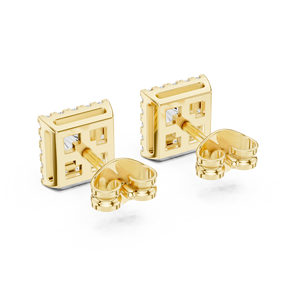 ต่างหูเพชรทรงปรินเซสคัท เพชรเลี้ยงในห้องปฏิบัติการ ทองคำแท้ 14K 18K แบบสี่ขาประดับเพชรรอบ DEF VVS ของขวัญครบรอบสุดคลาสสิก ODM ขายส่ง - Product Image 5
