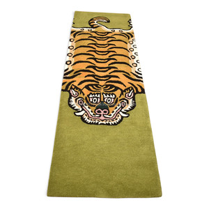 Tapis tibétain tufté à la main, motif tigre, à poils ras, en laine verte, rectangulaire, vente en gros - Product Image 5