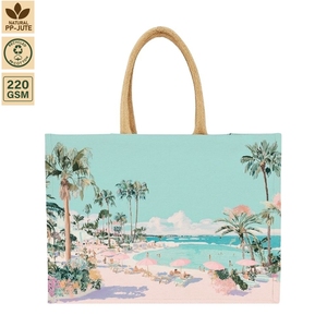220 GSM Laminated Cotton <b>Canvas</b> <b>Beach</b> Tote Bag <b>Beach</b> Travel 40x33x15 cm Custom Logo Wholesale OEM Private Label Model SNCH235AB - Product Image 2