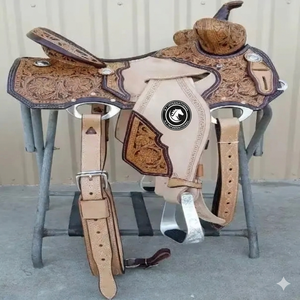Nouvelle selle de travail Western en cuir de vachette de qualité supérieure, équipement d'équitation confortable, selle Western en cuir de style anglais - Product Image 1