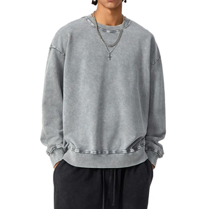 Custom <b>Men</b> Women Acid Wash Sweatshirt Oversized Vintage Crewneck Streetwear OEM ODM Factory Supply - Product Image 5