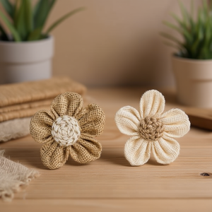 Fiore di Iuta Ilan 9,5cm 2 Pezzi Decorazione Artigianale - Product Image 3