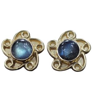 ต่างหูเงินสเตอร์ลิง925แบบคลาสสิกประดับเพชรอัญมณีลาบราดอไรต์ชุบทองแฮนด์เมดของขวัญคุณภาพดีเยี่ยม - Product Image 4