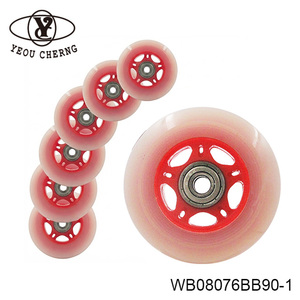 Ruedas de Skateboard PU Rojas Transparentes con Rodamientos ABEC-7/9/11 WB08076RT90-1 YEOU CHERNG - Product Image 1