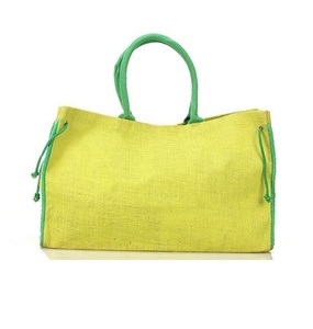 Bolso de mano de yute de diseñador grande personalizado Logo Online MOQ 100PCs Bolsas de asas de comestibles reutilizables ecológicas Compras de arpillera lavables - Product Image 1