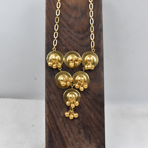 Brass 18K Gold Plated <b>Statement</b> <b>Necklace</b> with Earrings Set Indian Traditional Wedding Jewelry Gift for Her - Product Image 6