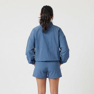 Conjunto Deportivo Casual de 2 Piezas para Mujer, Color Azul, Manga Larga, Cuello con Capucha, Corte Regular, Bloques de Color, Poliéster, Resistente al Viento - Product Image 5