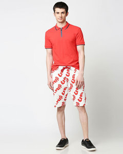 Pantalones cortos blancos con estampado de letras para hombre, con cordón en la cintura y bolsillos, estilo casual - Product Image 4