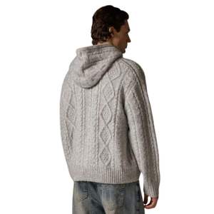 <b>Cable</b> Knit Winter Hoodie with Adjustable Hood 100% Cotton Regular Fit Breathable Eco-Friendly Casual Comfort Style 3D Embroidery - Product Image 4