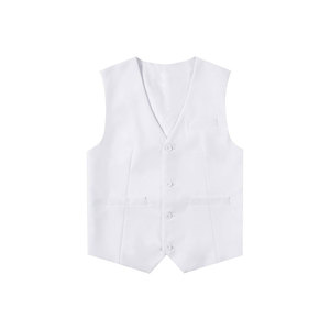 Gilet de Costume Homme Marron en Laine Croisé à Col en V Couleur Unie avec Chaîne Décorative pour l'Automne - Product Image 5